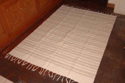 New Cotton rug from India 1.70m x 2.40m, cream with beige stripes, one stripe darker.
