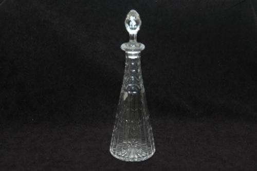 Elegant cutglass cone-shaped decanter 325mm tall, perfect