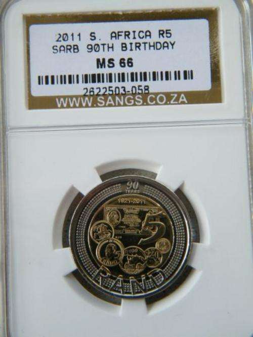 10 x Higly MS 66 Graded 2011 SARB 90th Birthday MS66