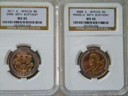2008 & 2011 MS65 Birthdays Sets - 10 Mandela and SARB in one SETS!!!