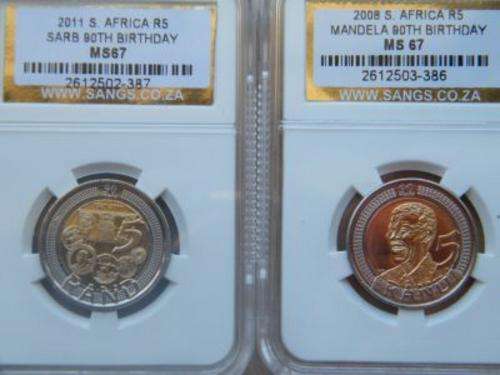 MS 67 Combo - Both 2008 & 2011 Birthday R5 coins graded as MS 67