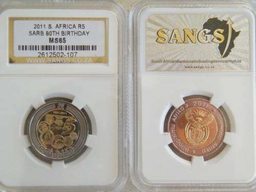 2011 SARB 90th Anniversary R5 graded MS65 - 50 coins @@@ R1 start