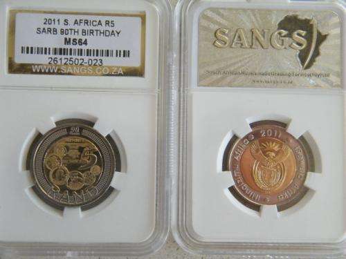 2011 SARB 90th Anniversary R5 graded MS64 - 25 coins @@@ R1 start