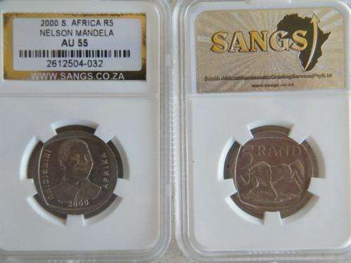 2000 Nelson Mandela "Smiley" R5 graded AU55 - 5 @@@ R1 start
