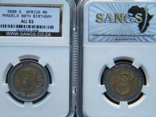 2008 Mandela 90th Birthday R5 graded AU 53 @@@ R1 start