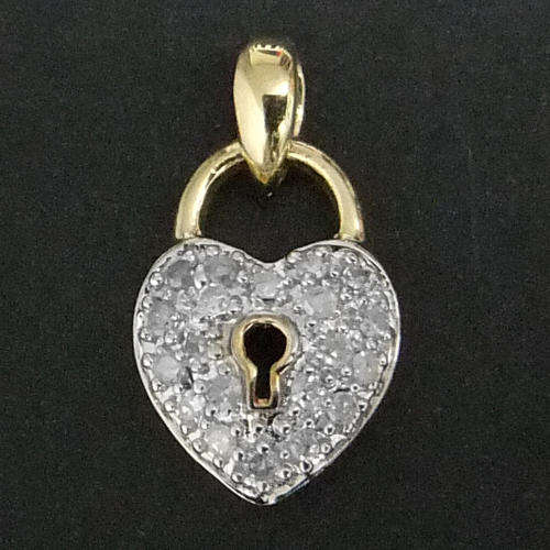 100% REAL, SOLID 10KT YELLOW GOLD NATURAL DIAMONDS PENDANT