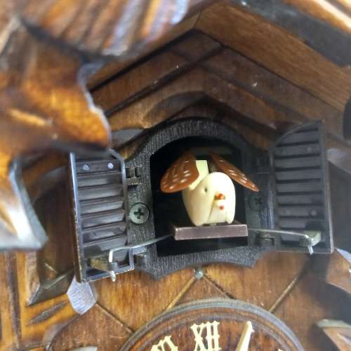 5 Leaf and Bird Battery Operated Carved Cuckoo Clock By ENGSTLER