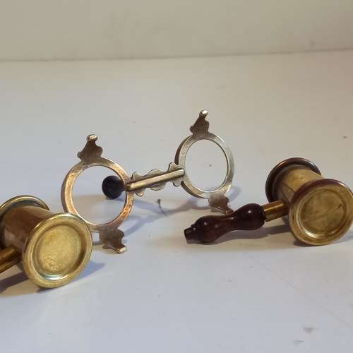 Beautiful Wood and Brass Gavel Salt and Pepper Holder Set