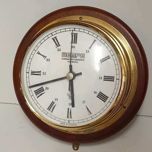 WEMPE CHRONOMETERWERKE HAMBURG VINTAGE SHIP CLOCK  MADE IN GERMANY - WORKS