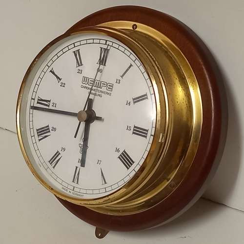 WEMPE CHRONOMETERWERKE HAMBURG VINTAGE SHIP CLOCK  MADE IN GERMANY - WORKS