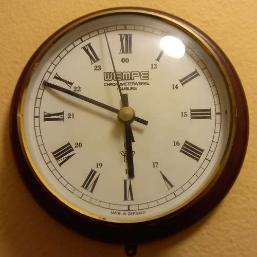 WEMPE CHRONOMETERWERKE HAMBURG VINTAGE SHIP CLOCK  MADE IN GERMANY - WORKS