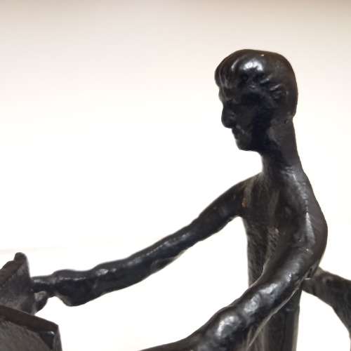 IRON SCULPTURE  - ART - MAN SITTING AND READING