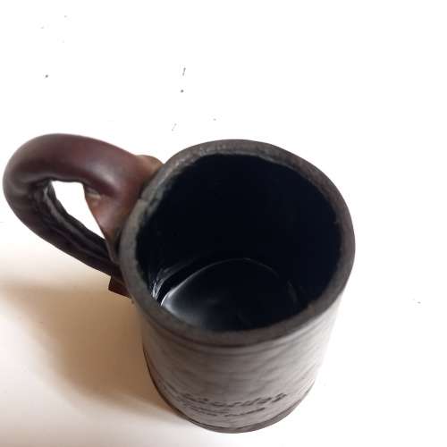 WOODFORDES NORFOLK ALES LEATHER TANKARD