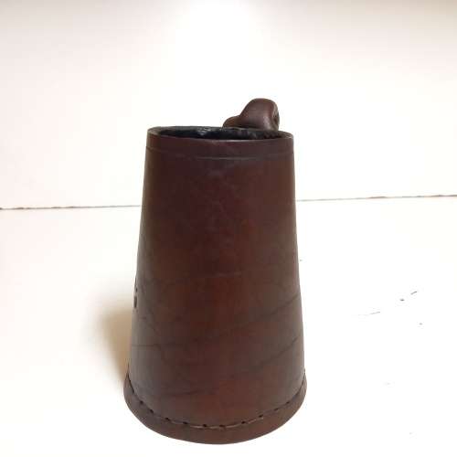 WOODFORDES NORFOLK ALES LEATHER TANKARD