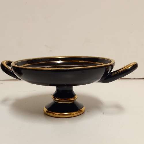 VINTAGE GREEK 24K GOLD TRIM HANDMADE TERRACOTTA PAIR