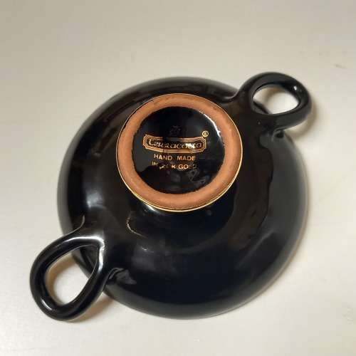 VINTAGE GREEK 24K GOLD TRIM HANDMADE TERRACOTTA PAIR