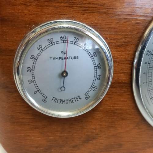 VINTAGE LUFFT BAROMETER, HYGROMETER AND THERMOMETER IN HARD WOOD WEATHERSTATION  MADE IN GERMANY