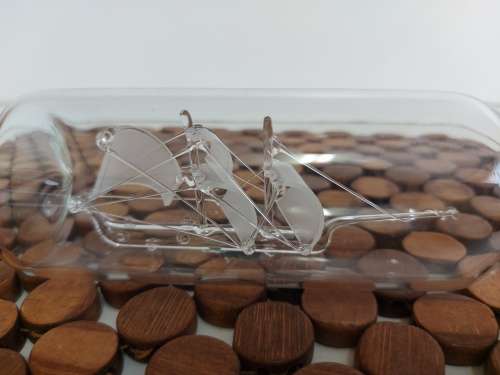 EXQUISITE SHIP IN A BOTTLE  GLASS BLOWN