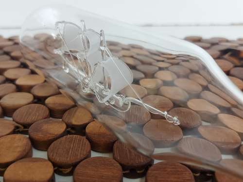 EXQUISITE SHIP IN A BOTTLE  GLASS BLOWN