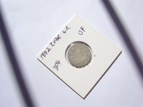 1892 ZAR SIXPENCE.