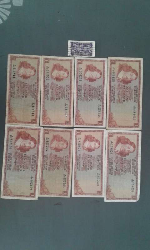 RAND 1 THINUS DE JONG BANKNOTES.SMALL AND LARGE. (8)