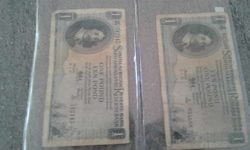 1957  MH DE KOCK 1 POUND BANKNOTES.