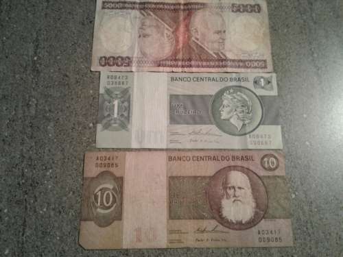Rarities.1984,1972 and a 1970 Brazilian 5000,1,and 10 Cruzeiros Banknotes.