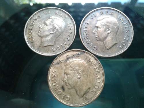 1937 ,1938 ,1939 Union half pennies Great condition.