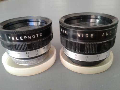 Vintage KALIGARI LENSES. Wide angle and A Telephoto lens.Aux.Series v.Untested.
