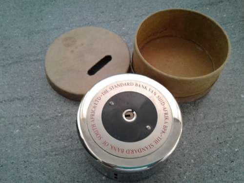 STANDARD BANK OF SOUTH AFRICA MONEY BOX EXCLUSIVELY FOR UNION OF SA CURRENCY.MINT STATE. SEE DESC.