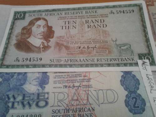 JOB LOT RSA T. DE JONGH BANKNOTES.7 NOTES FOR 1 BID.