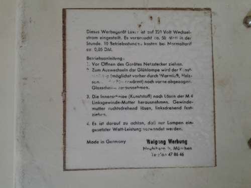 GERMAN MADE WINDHOEK LAGER POURING BEER ADVERTISING SIGN .WORKING ORDER.