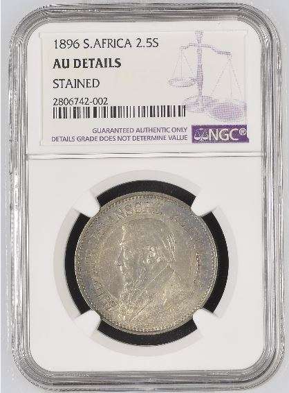 1896 ZAR Halfcrown NGC graded AU