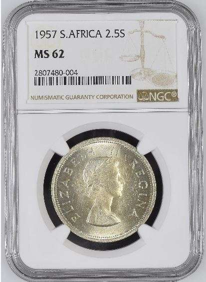 1957 Halfcrown NGC graded MS62!