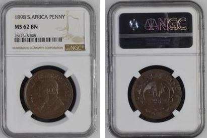 1898 ZAR Penny NGC graded MS62 !!