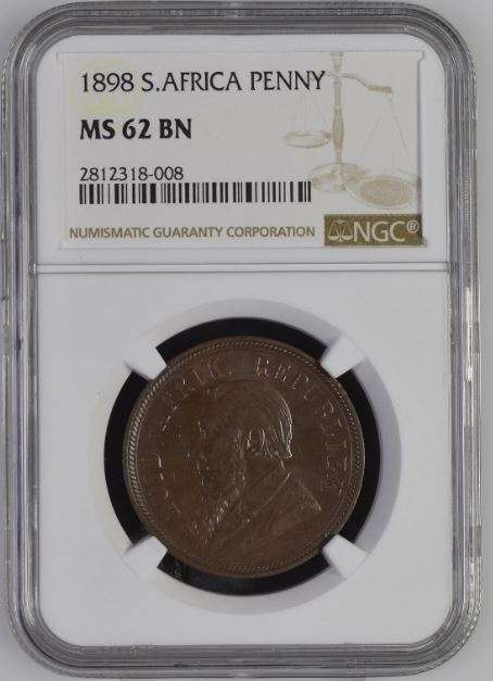 1898 ZAR Penny NGC graded MS62 !!
