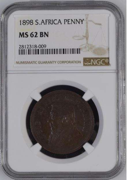 1898 ZAR Penny NGC graded MS62 !!
