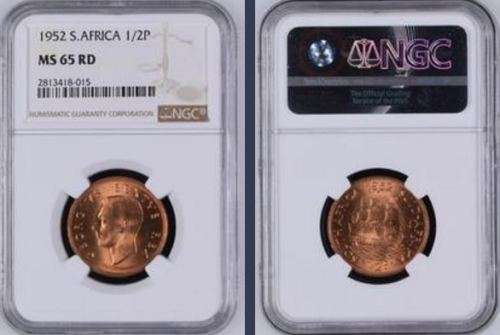 1952 Half Penny NGC graded MS65RD !! Second finest known at NGC !!