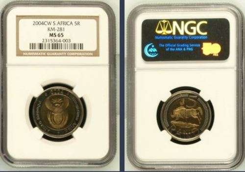 2004 "oom Paul" R5 with Coin World mintmark NGC graded MS65 !!