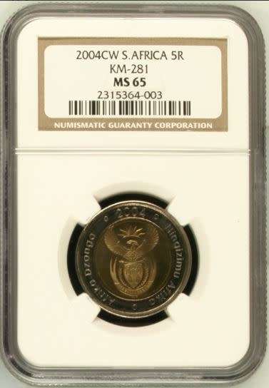2004 "oom Paul" R5 with Coin World mintmark NGC graded MS65 !!