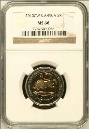 2010 "oom Paul" R5 with Coin World mintmark NGC graded MS66 !!