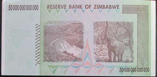 Reserve Bank of Zimbabwe set of 10 20 50 100 Trillion Dollars notes, Uncirculated