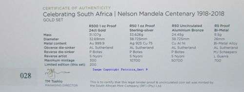 2018 Celebrating South Africa: Nelson Mandela Prestige 4 coin set, including Proof R5 !!