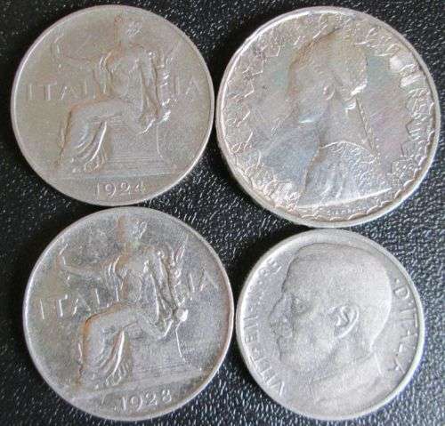 Italy Silver 1959 L.500 and Nickel 1924, 1928 L.1 and 1920 50 centisimi