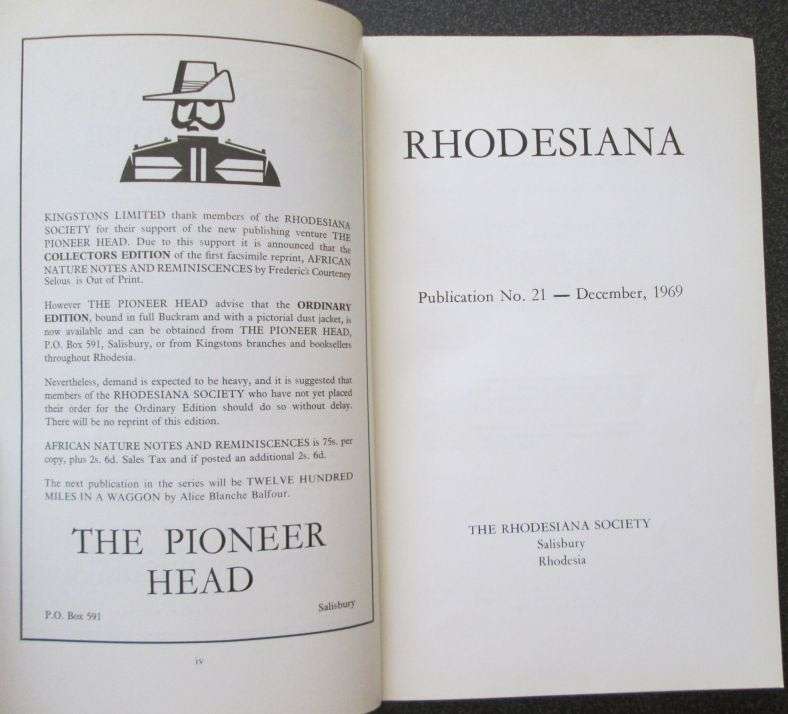Rhodesiana, Publication No. 21, December, 1969