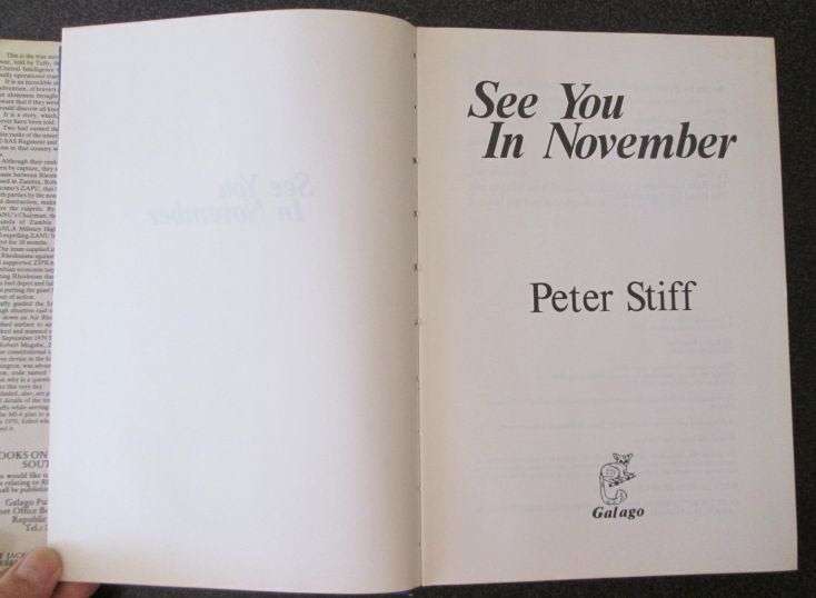 See You in November by Peter Stiff, Galago 1985