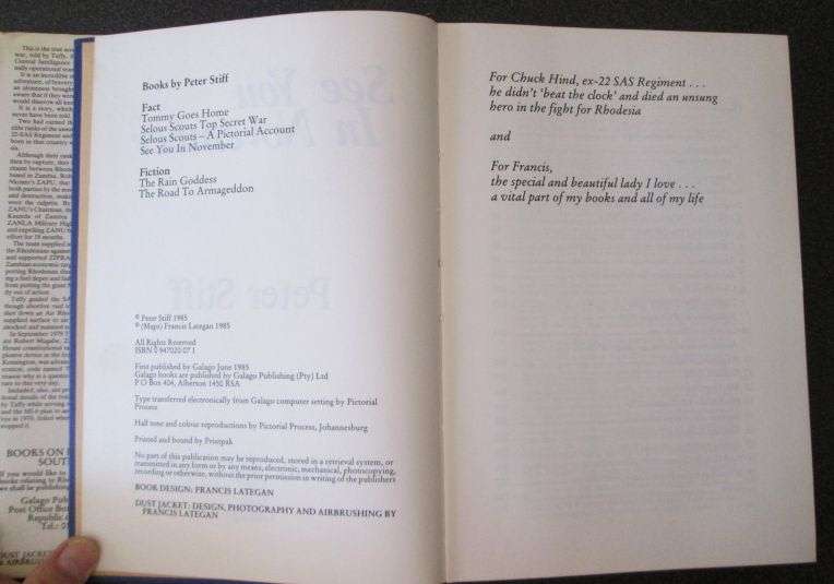 See You in November by Peter Stiff, Galago 1985