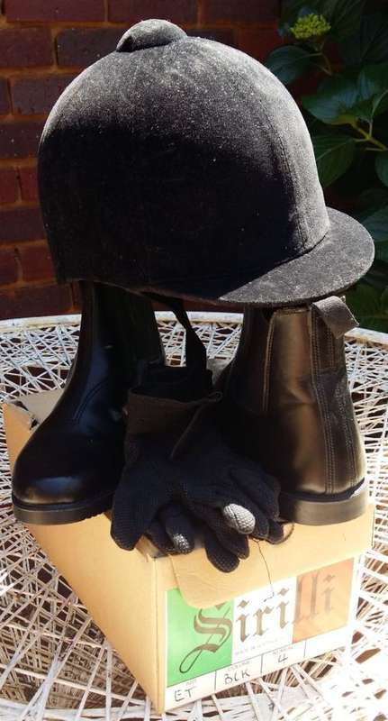 Horse Riding Helmet, Gloves, Boots size 4 KIDS