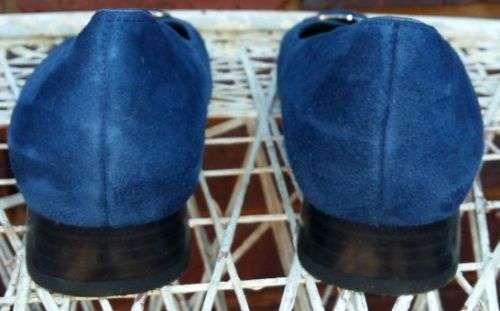 Women Pumps Blue Suede Silver Buckle Leather Size 6.5 Narrow