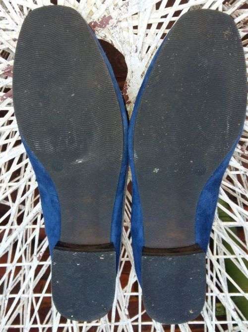 Women Pumps Blue Suede Silver Buckle Leather Size 6.5 Narrow